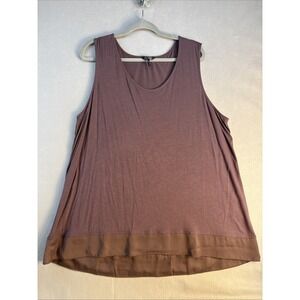 Daisy Fuentes Top Brown Sleeveless Size 2X Woman's, Silky Brown Trim On Bottom